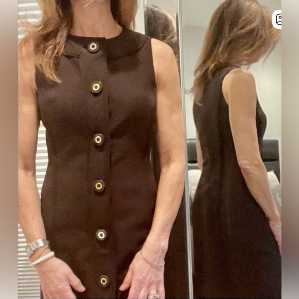 Tory Burch Dark Brown Sleeveless Button-Front Midi Dress - Picture 14 of 14